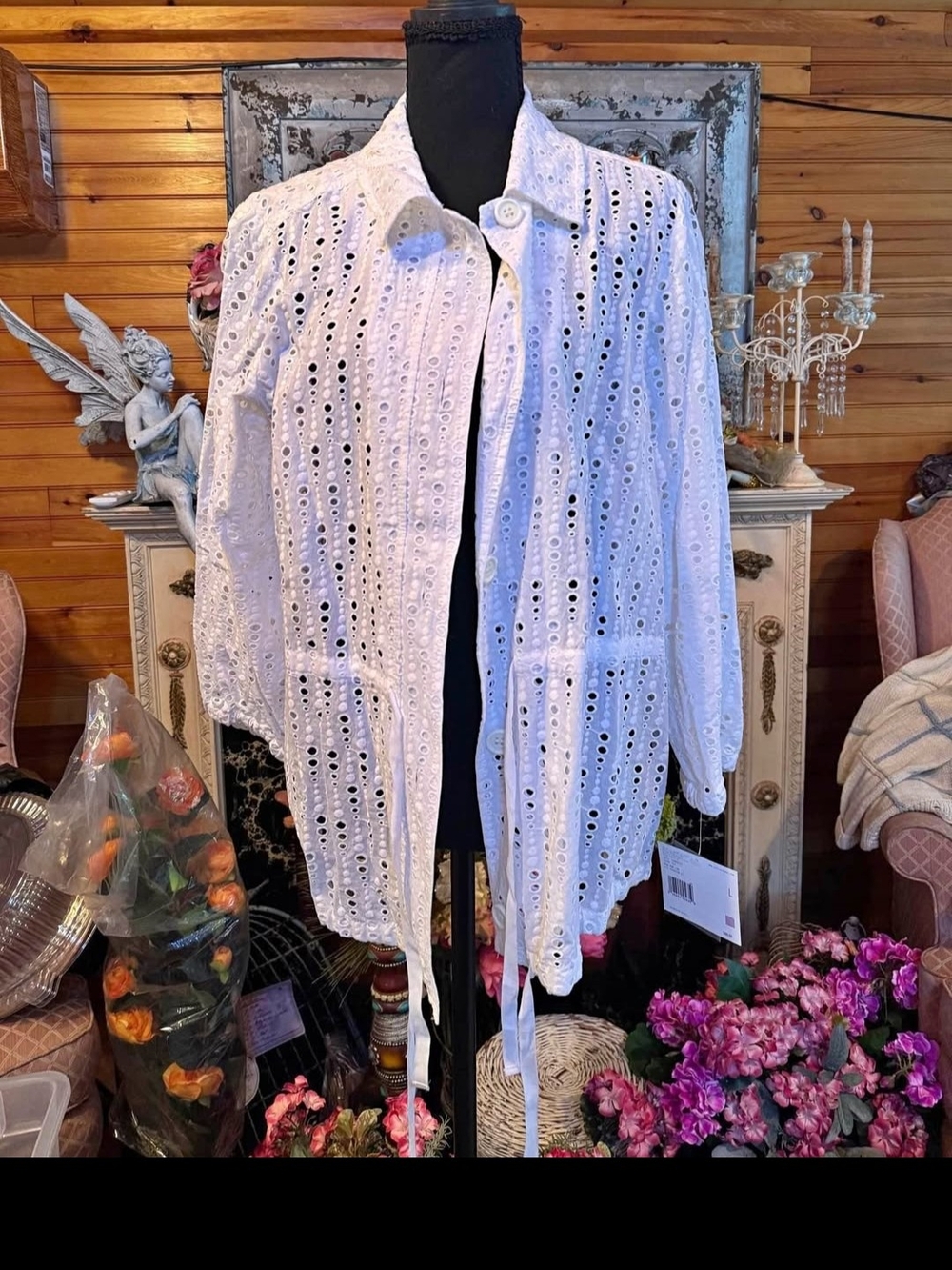Liz Claiborne White Eyelet Blouse Nwt 89